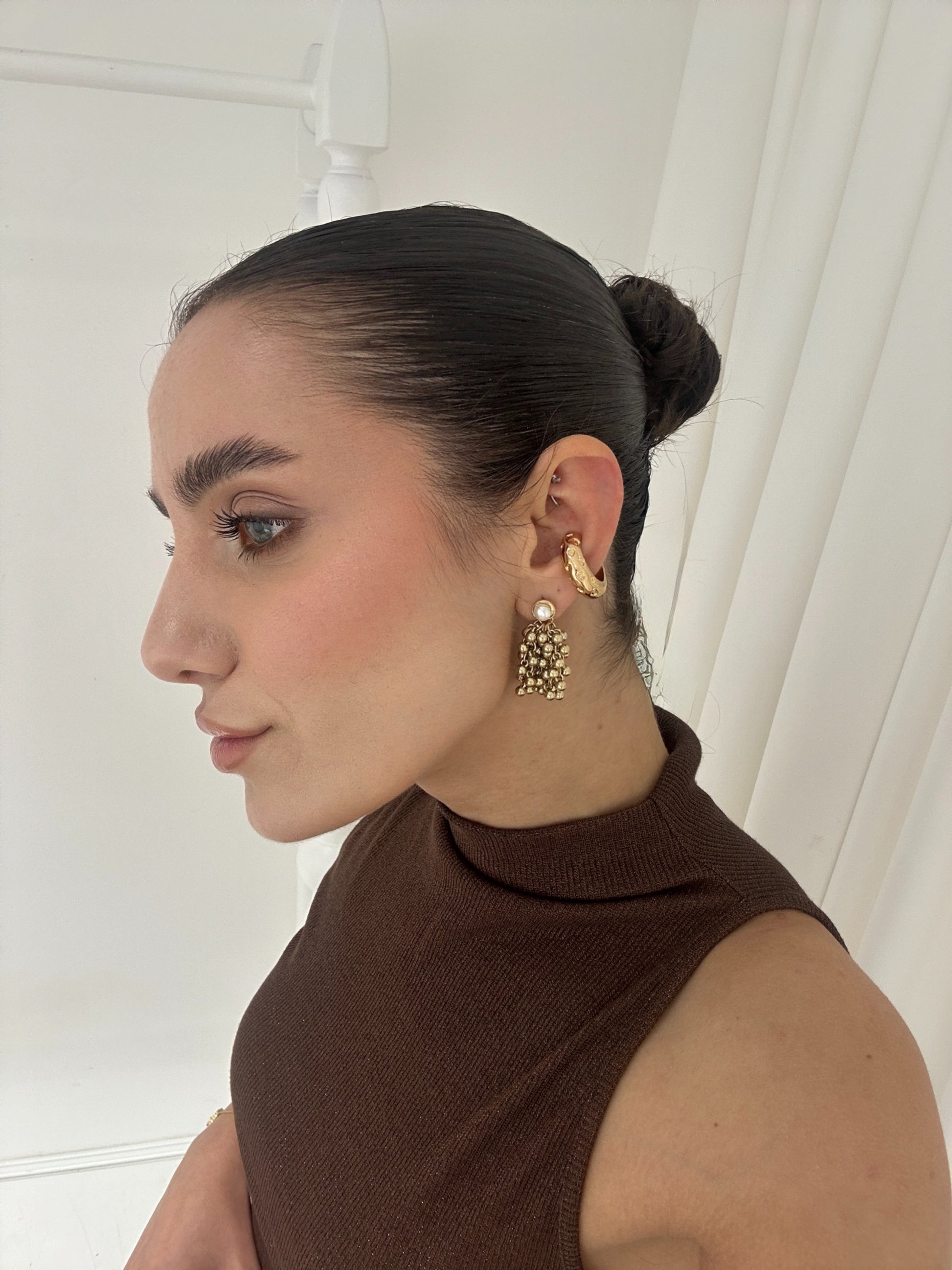Küme detaylı gold küpe ✨