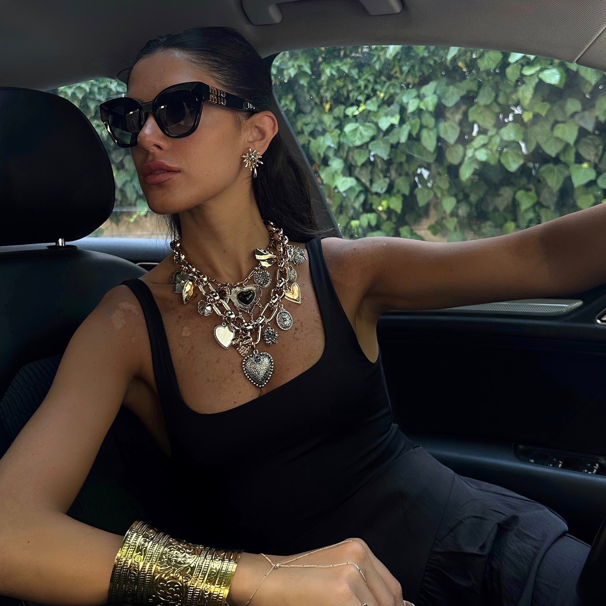 Vintage stili katmanlı 2’li kalp kolye