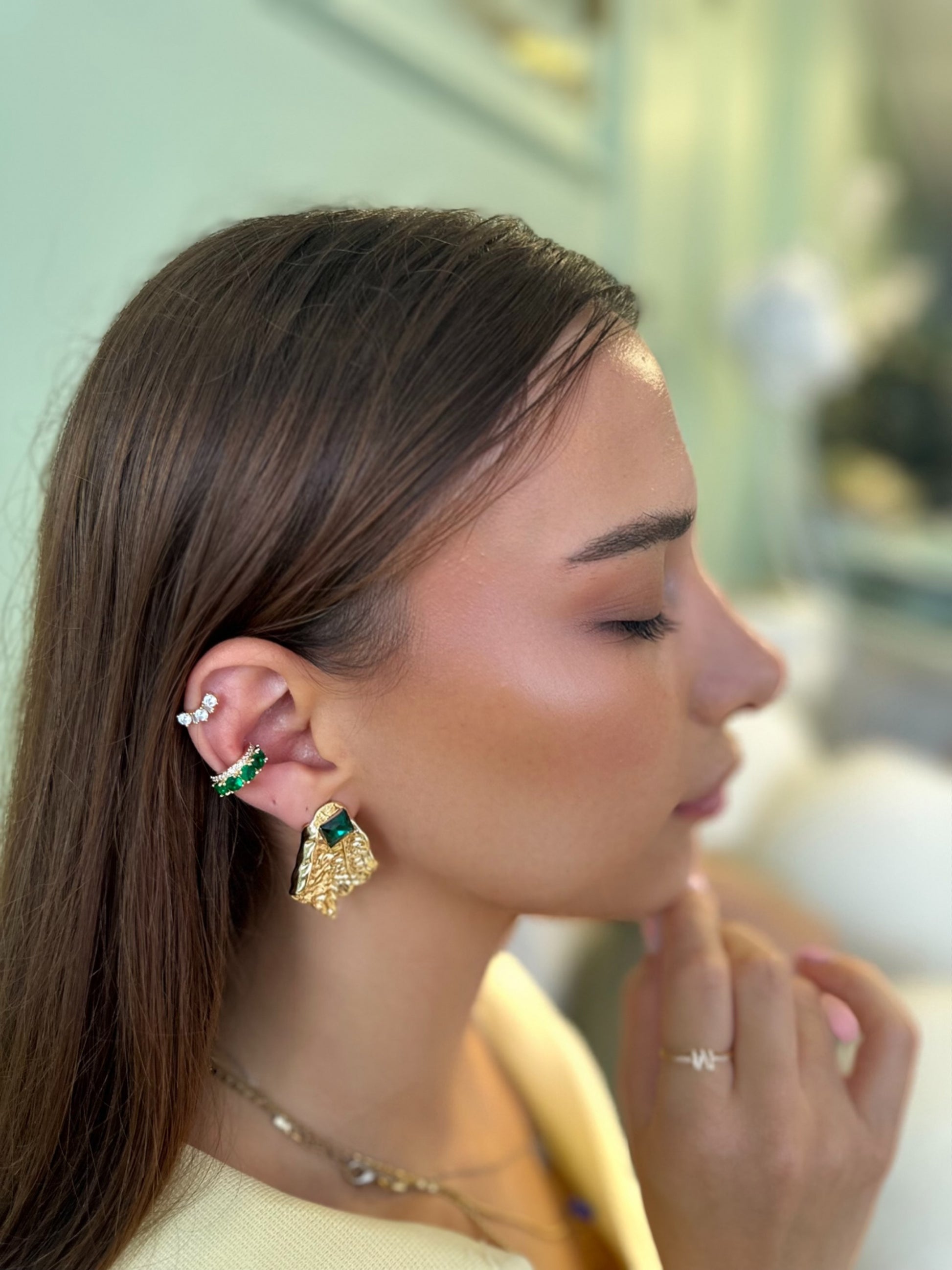 Yeşil taşlı earcuff 💫