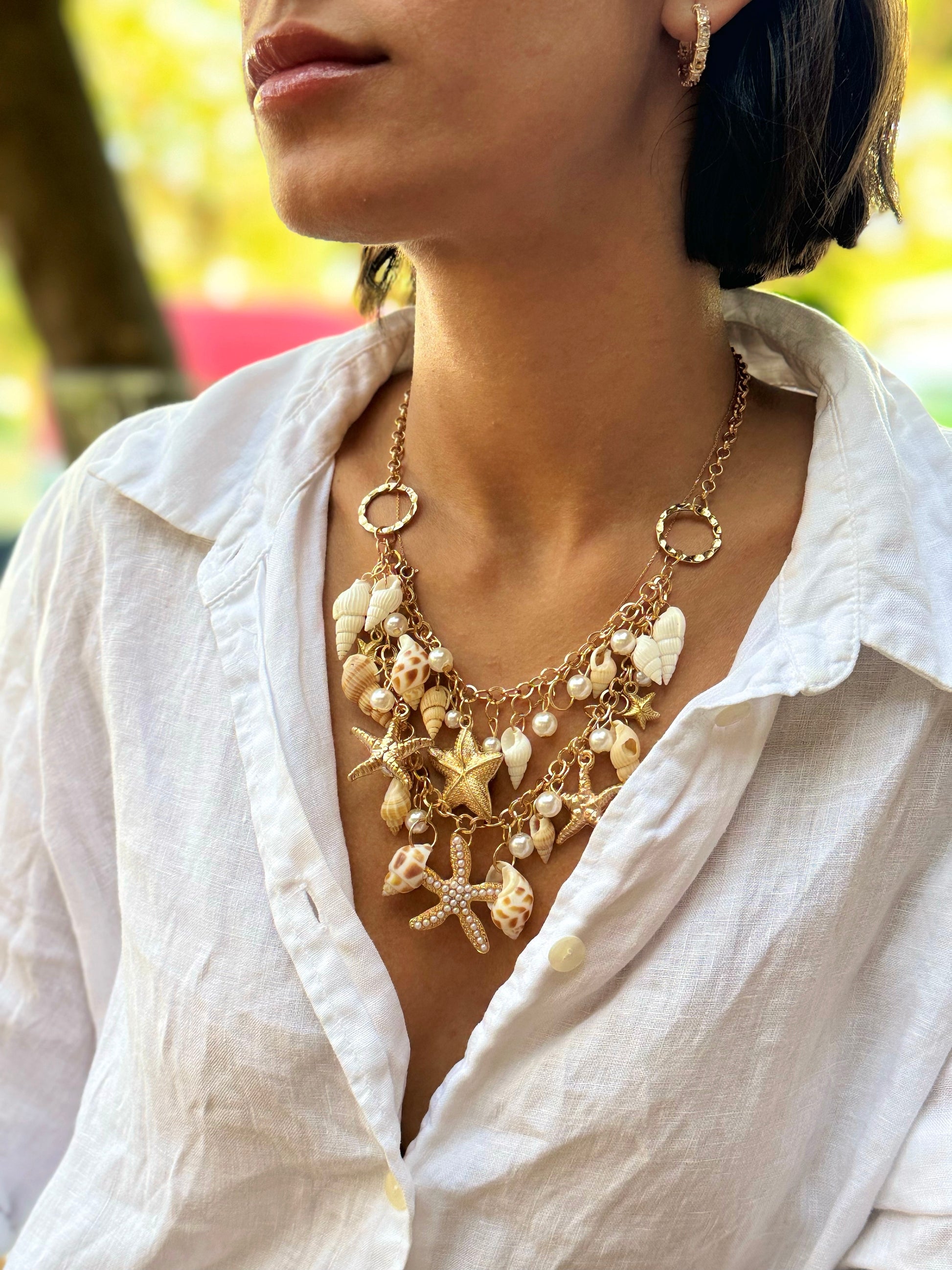 Gold deniz kabuklu kolye