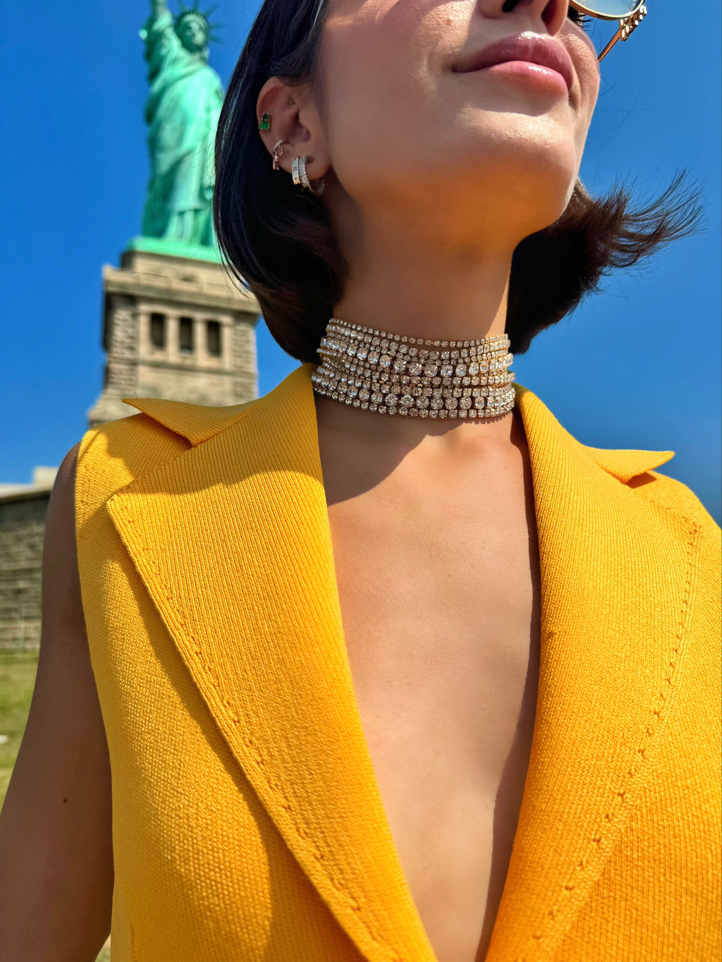 Taş detaylı multi-sıra choker kolye ✨