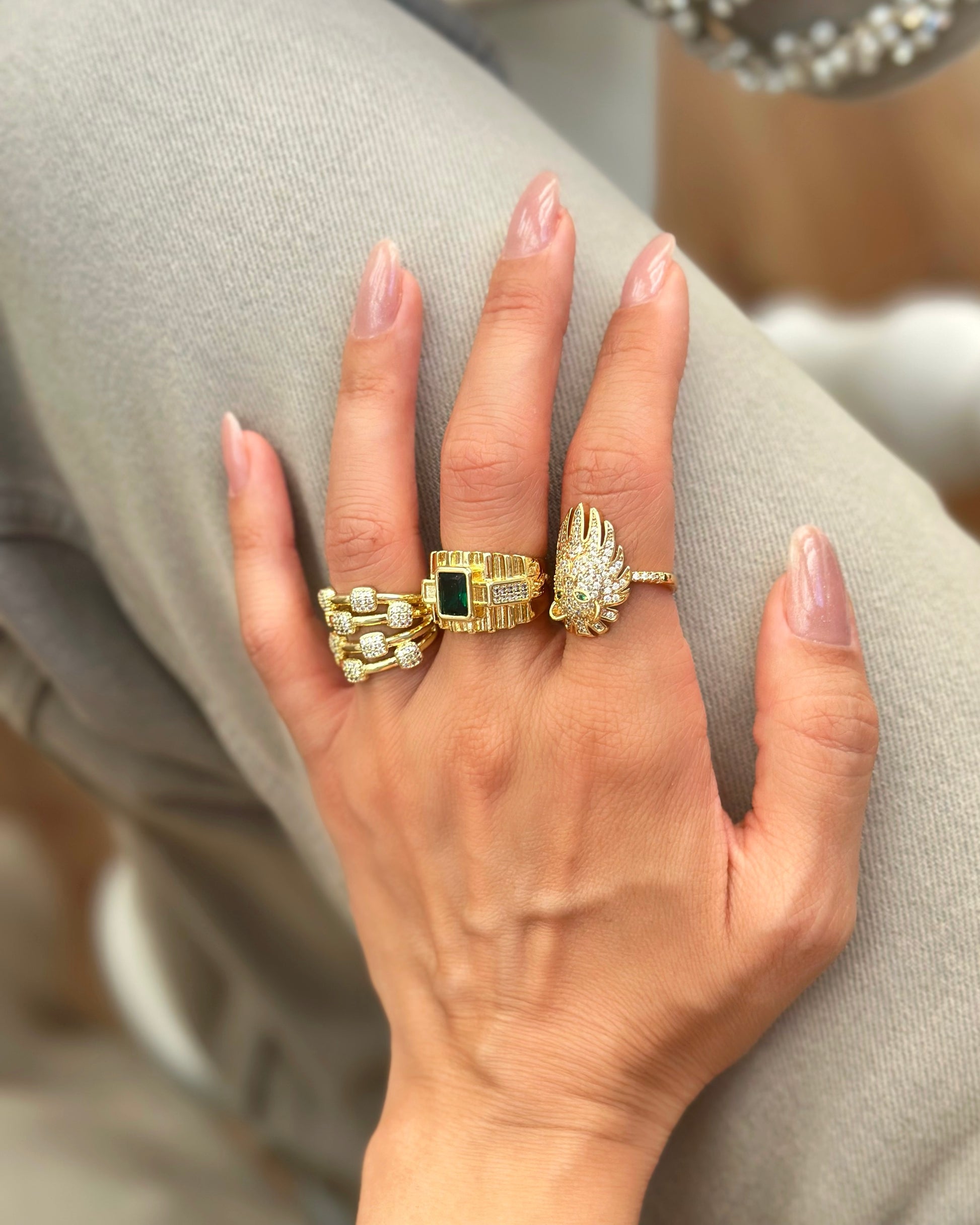 Aslan yüzü detaylı ayarlanabilir yüzük