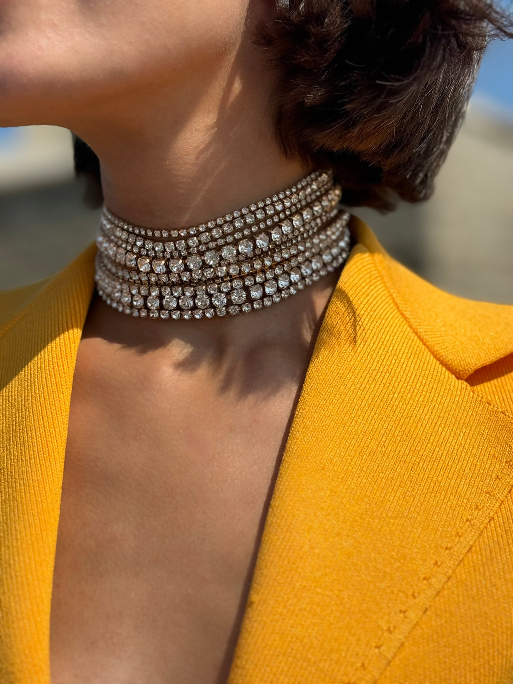 Taş detaylı multi-sıra choker kolye ✨