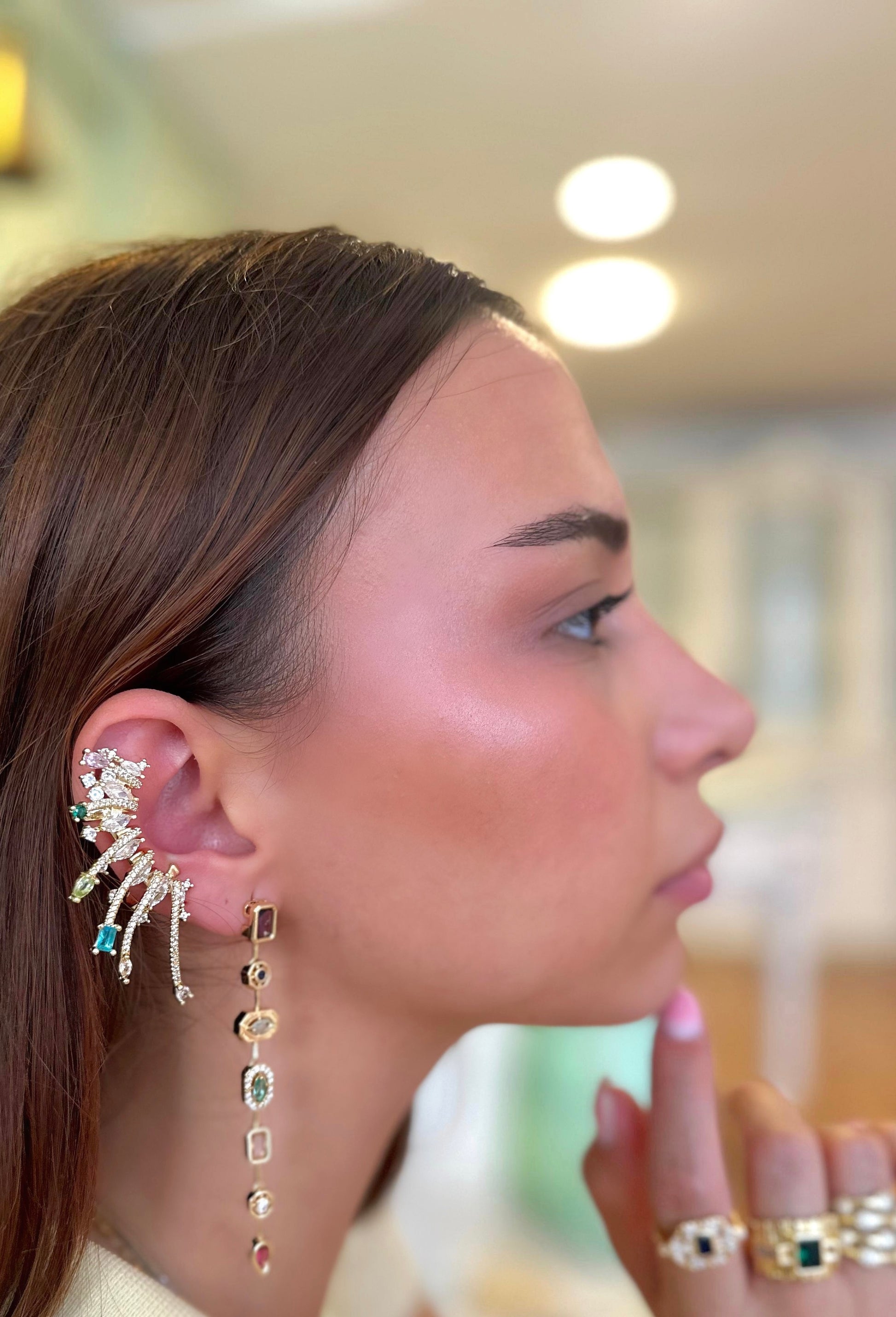 Renkli taşlı gösterişli earcuff ✨